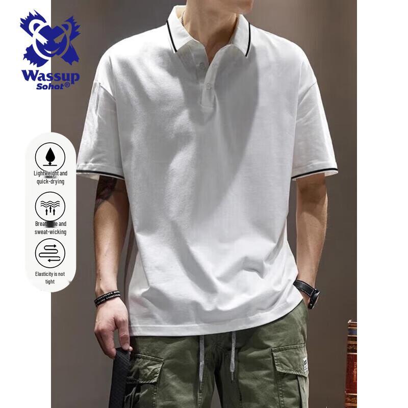 

Wassup Sohot Men s Solid Color Cooling Polo Shirt 2XL