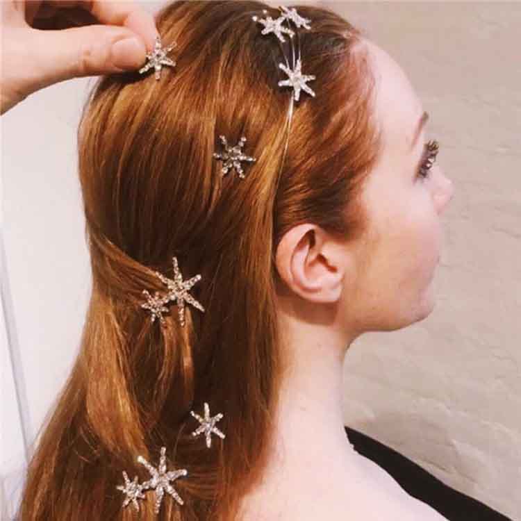 

Korea Fashion Party Crystal Hairslide Rhinestone Hairclip Shiny Star Snowflake Shape Hairpin Hair Accessories for Women Headwear