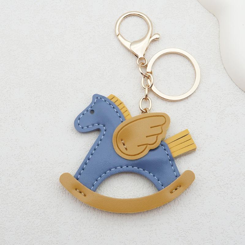 Shake Pegasus Keychain Creative Pony Bag Pendant Leather Trojan Horse Car Pendant Animal Elements