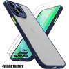 Protective Case - Silicone - iPhone 14 Pro Max - Shockproof - Navy Blue - 2 Tempered Glasses