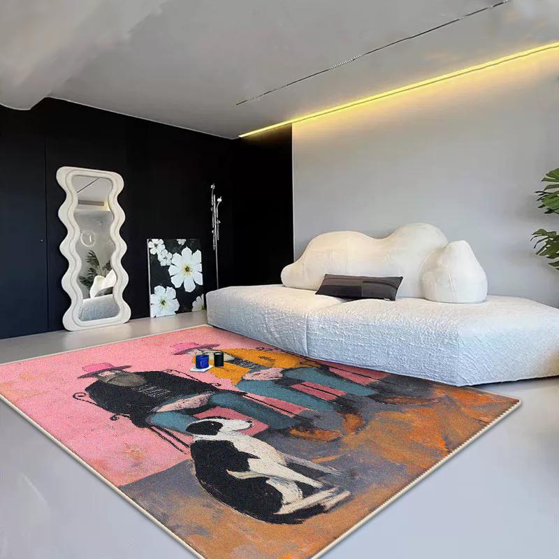 Teppich im Pop-Art-Stil für Wohnzimmer Abstrakte Dekoration Zuhause Sofa Flauschiger Plüschteppich Schlafzimmer Lounge Rutschfeste Bodenmatte Faltbar