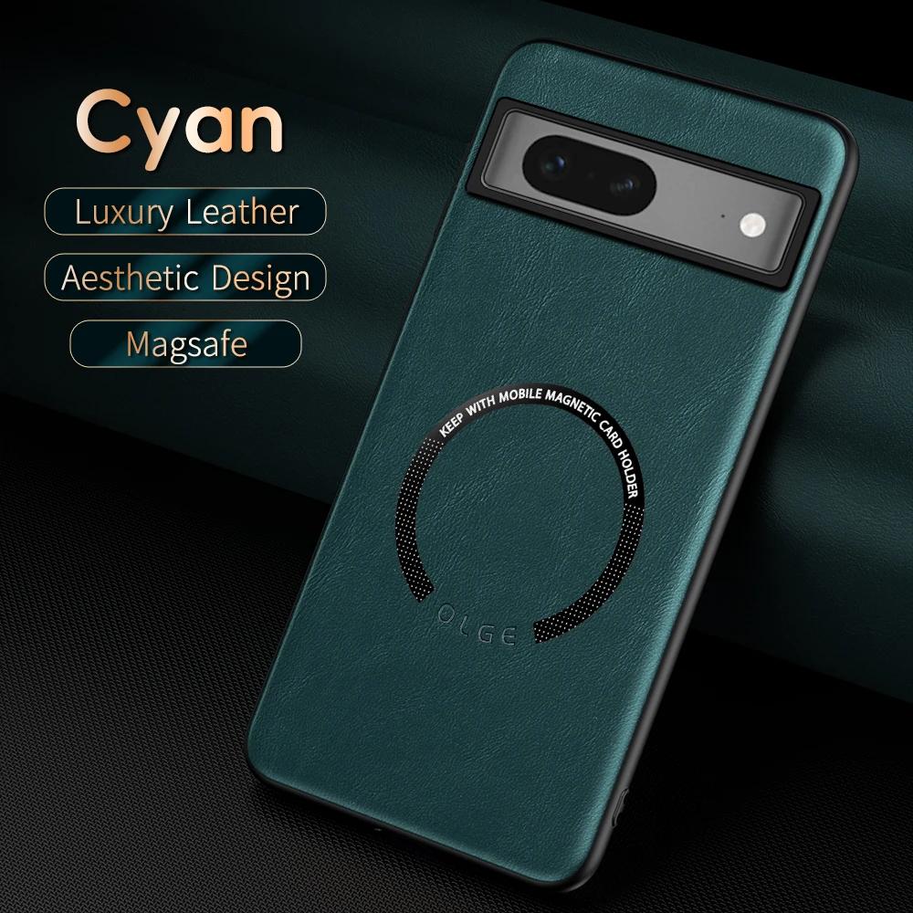 

Для Google Pixel 7A 7 7 Pro Кожа PU с коровьим узором с мелкими отверстиями Внешнее магнитное кольцо Мягкий край Противоударный Чехол для телефона с защитой от отпечатков пальцев For Pixel 7 Pro