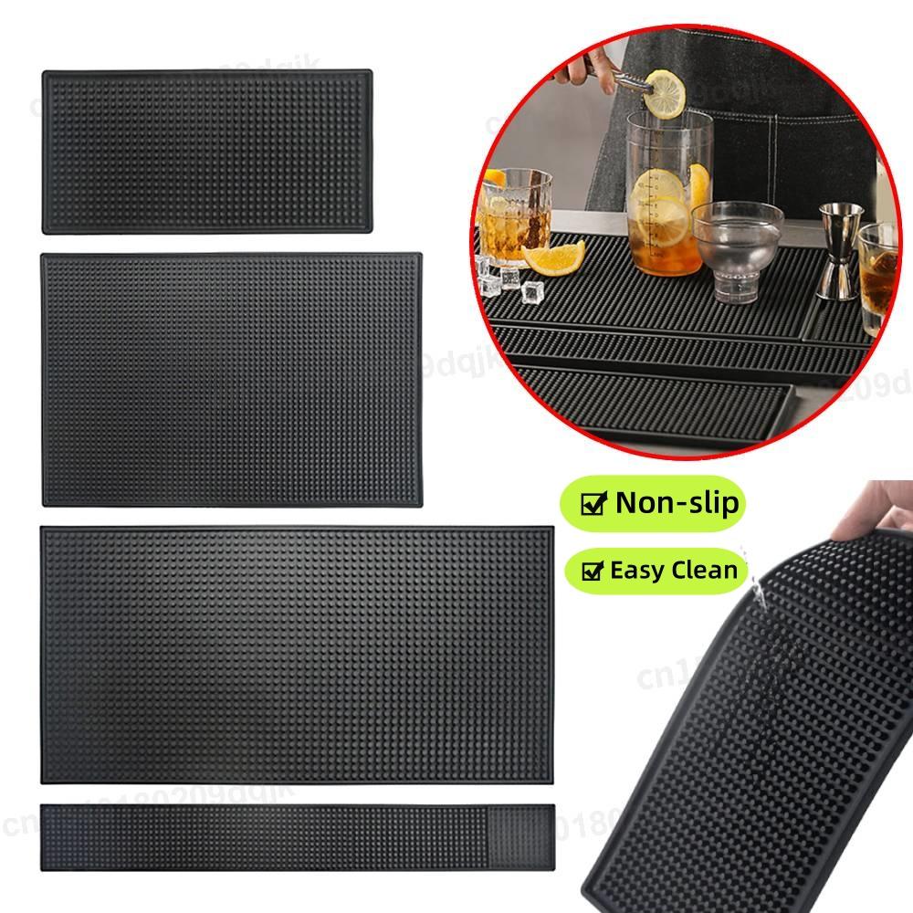 PVC Bar Mat Thick Durable Stylish Black Bar Spill Mat Non Slip Non-Toxic Service Mat for Coffee Bars Wear-resistant Waterproof