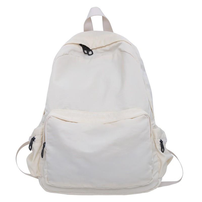

2024 New Korean Casual All-matching Backpack Large-capacity Solid Color Schoolbag Harajuku Style College Student білий