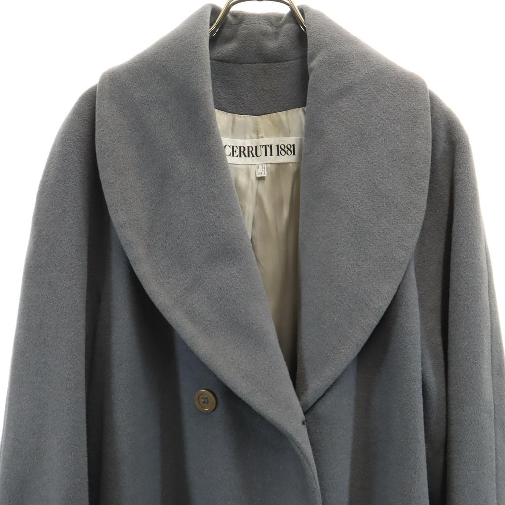 CERRUTI 1881 Schalkragen Zweireihiger Wollmantel 40 Grau Damen Gebraucht