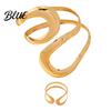 Adjustable Opening Ring 2Pcs/Set Bracelet Set for Women Design Bangle