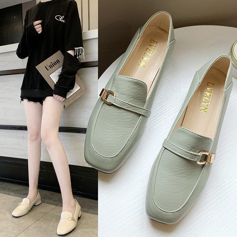 Un pie cuadrado de punta pequeña zapatos de cuero de tacón grueso zapatos  individuales de tacón medio zapatos de mujer comprar a buen precio —  entrega gratuita, reseñas reales con fotos — Joom