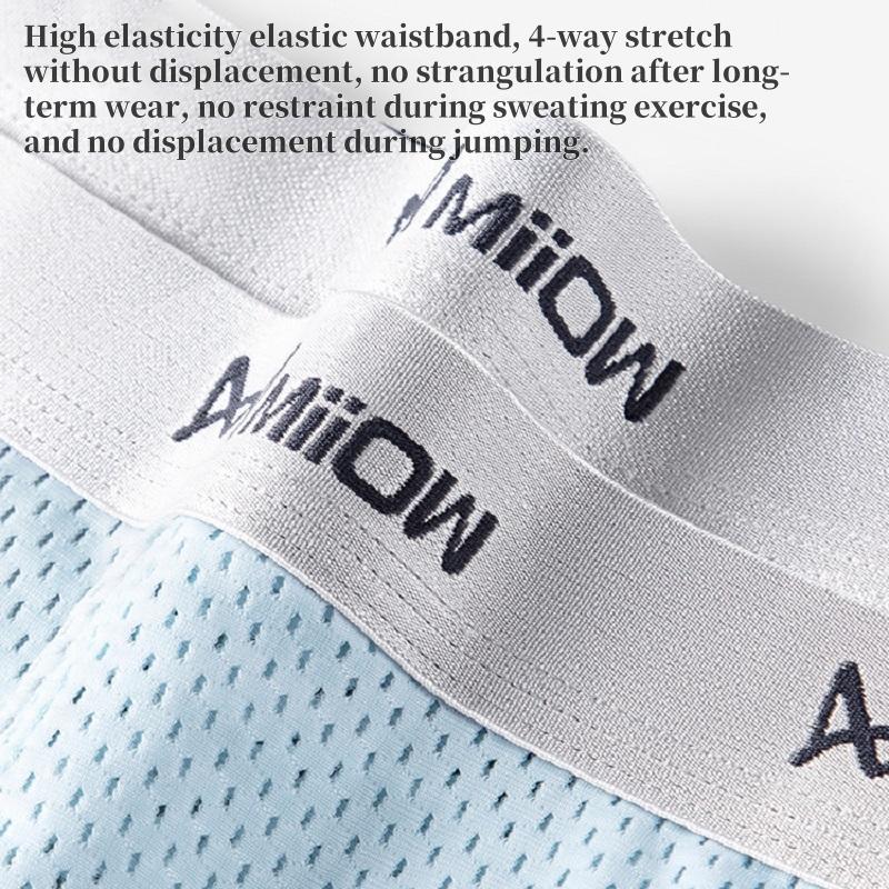 MIIOW 3 Piezas Ropa Interior para Hombre de Malla Nido de Abeja Fina de Seda de Hielo Transpirable Antibacteriana Calzoncillos Verano L-5XL