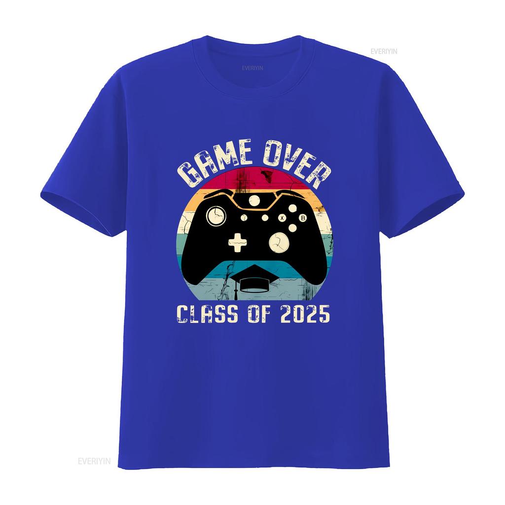 Abschlussjahrgang 2025 Retro Gaming Abschluss T-Shirt Game Over Geekiger Absolvent Vintage Gamer Lustig Vintage Gewaschen Vielseitig Atmungsaktiv