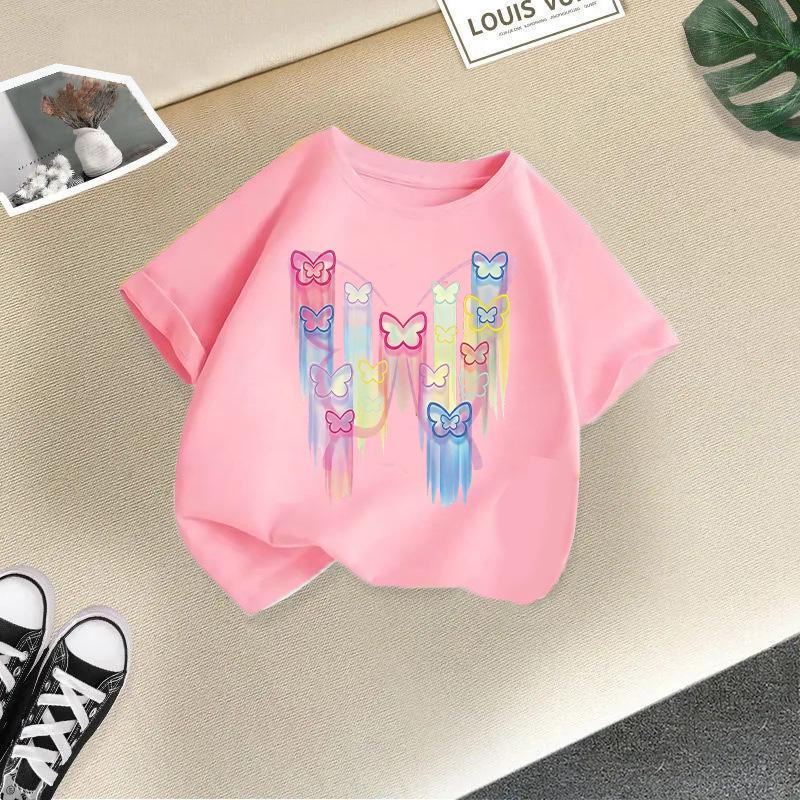 Summer fashion girls T-shirt new style children's short-sleeved fashionable girls half-sleeved versatile tops cross