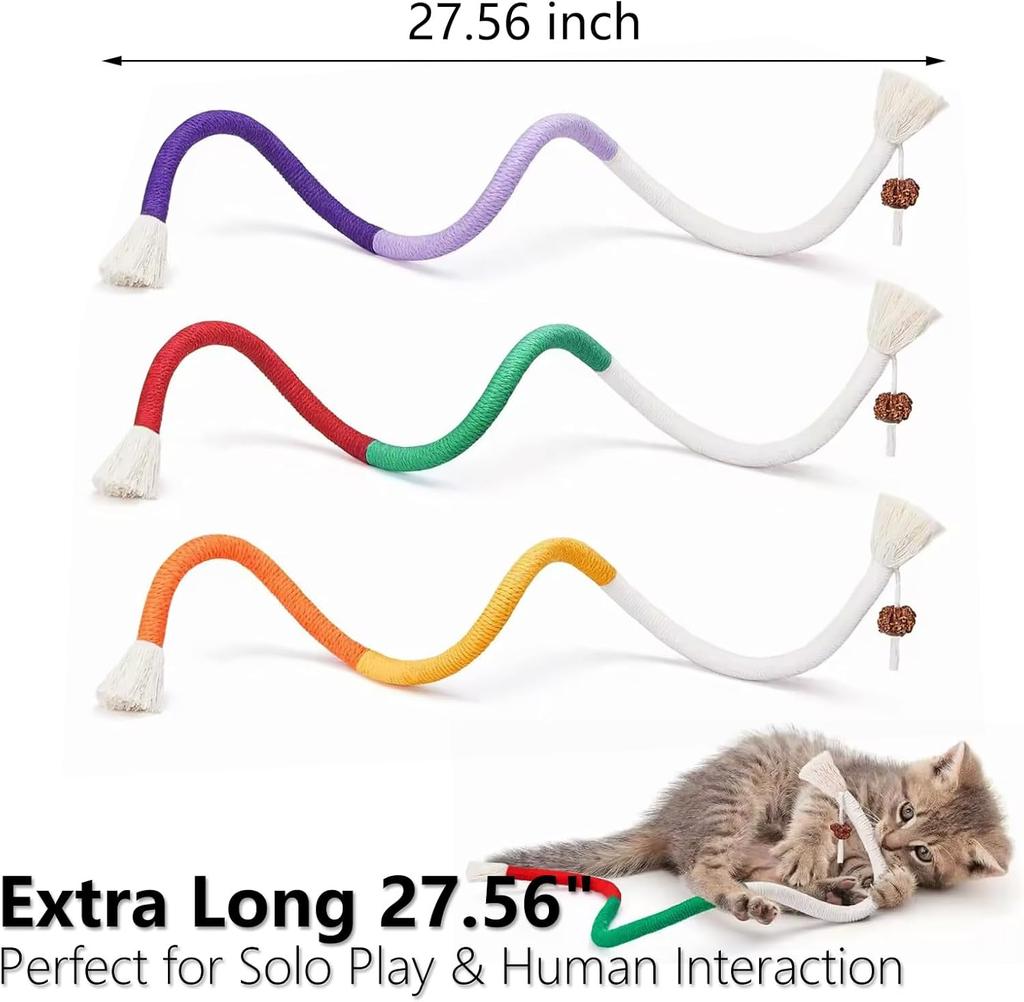 1PC Cat Toys Chew Rope Safe Teeth Cleaning Toy for Indoor Kittens, Interactive Cat Nip Kitty Toys for All Breeds
