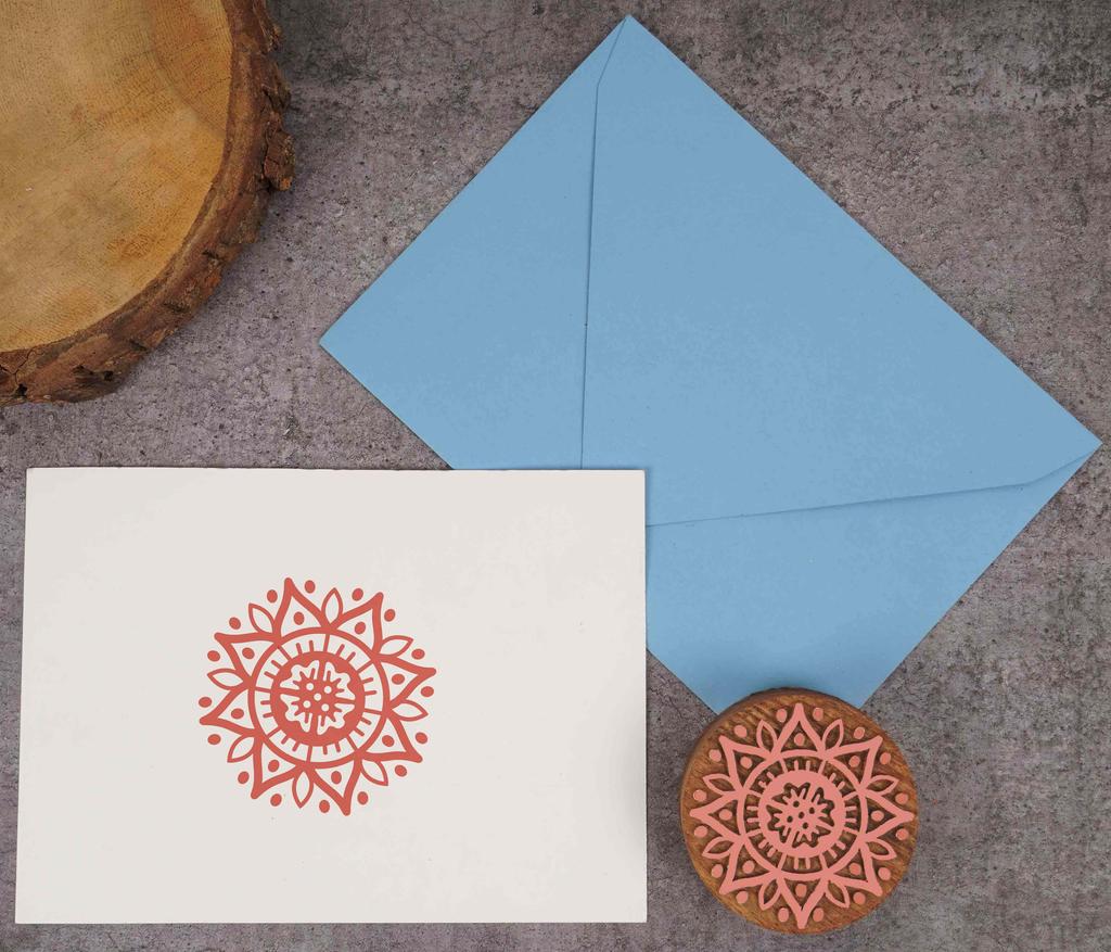 IBA Indianbeautifulart Blok do drukowania na tekstyliach Mandala ręcznie rzeźbiony drewniany stempel drewniany blok do drukowania tekstyliów do bloków ceramicznych z tkaniny- 2,5