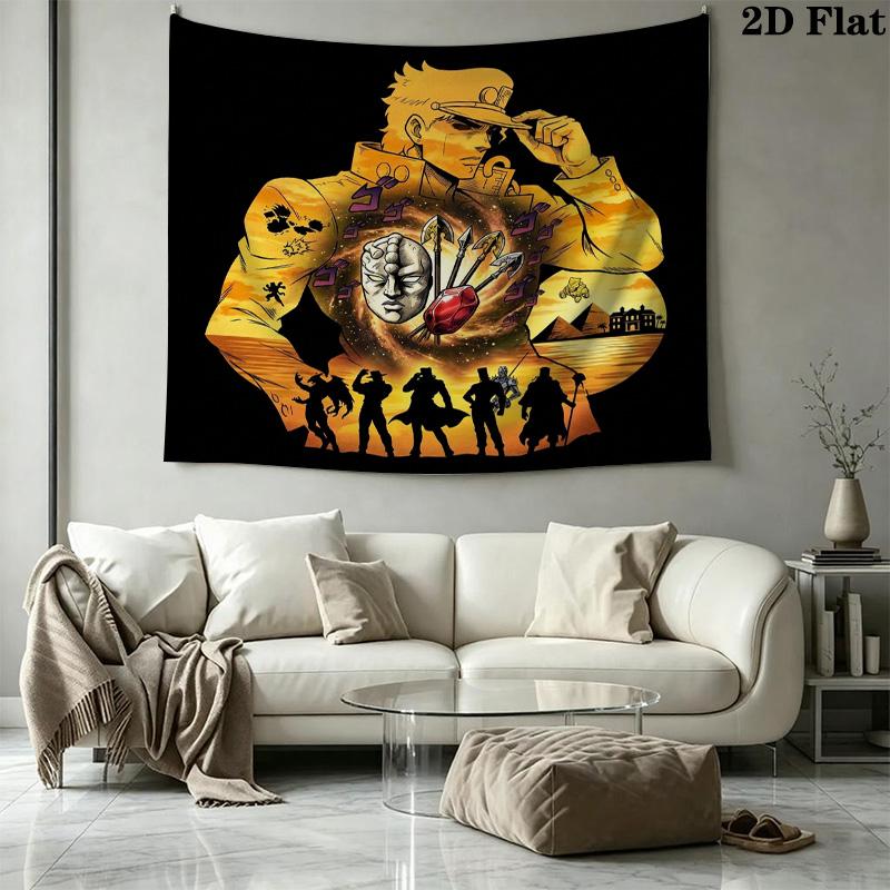 Jojos Bizarre Adventure Wall Tapestry Aesthetic Wall Hanging Printed Fabric Blanket Decorative Tapestries For Bedroom Living Room Home Decor