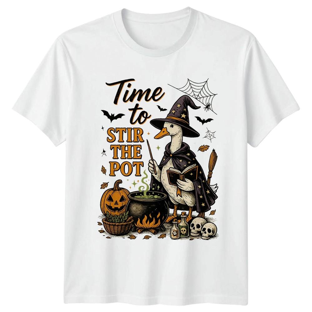 Time To Stir The Pot Halloween Witch Duck Graphic Unisexs Unisexs Unisex T Shirt S