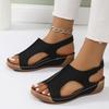 Casual Plus-size Wedge Sandals Women 2025 Summer Sandals New Platform Wedge Fish Mouth Sandals Lightweight Retro Shoes