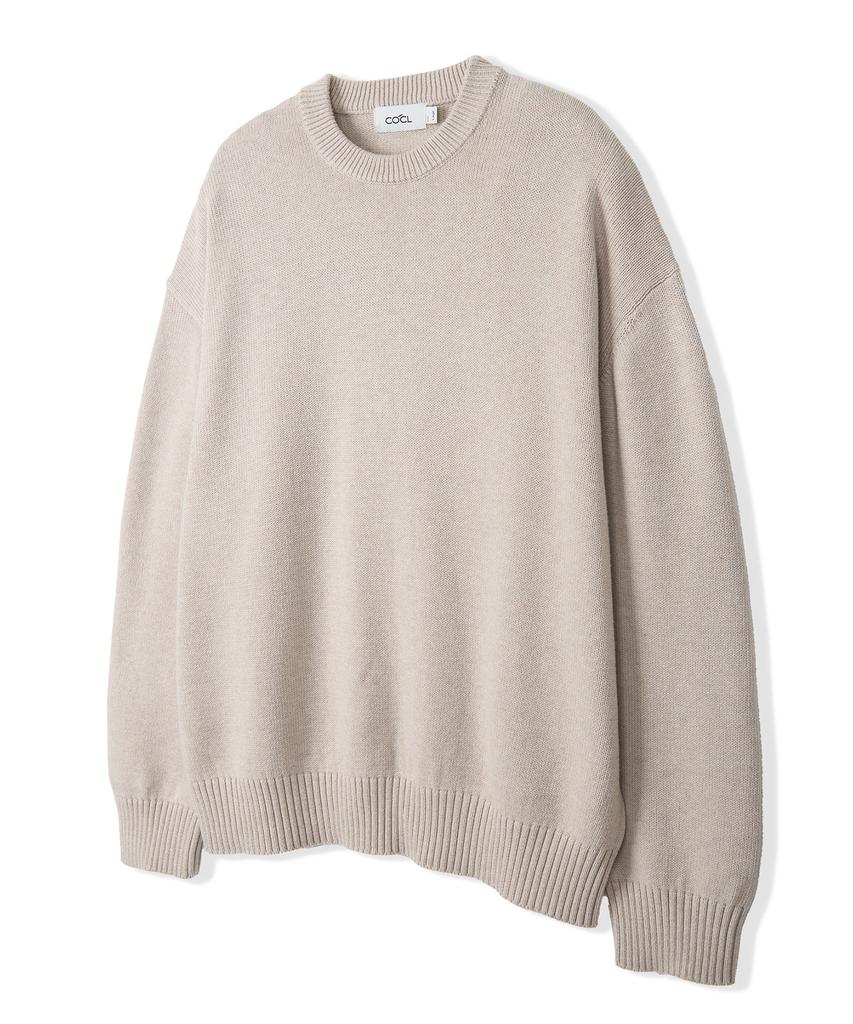COSTUME O’CLOCK [Renewal Ver.] Soft Cotton Crew Neck Knit Vintage Brown Cooskt008Vbrown