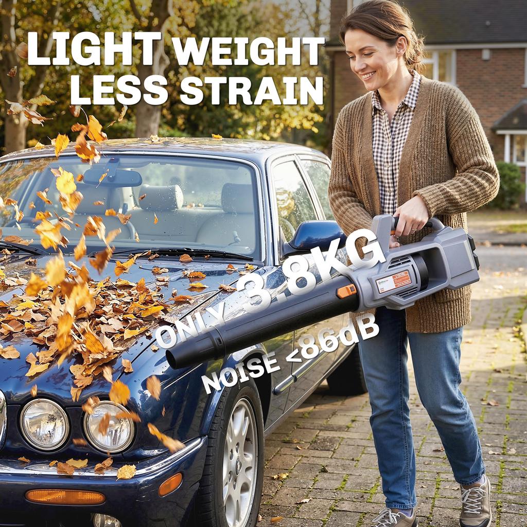 Leaf Blower Cordless with 2 X 4000mAh Batteries & Charger, 36V Lightweight Garden Blower with 1000W Brushless Motor