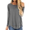 Women's Casual Long Sleeve T Shirt Loose Fit Crew Neck Irregular Hem Front Short Back Long Lightweight Pullover Top