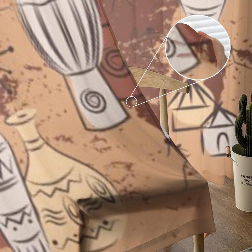 Tribal Art afrikansk etnisk med traditionella skira gardiner Vardagsrum Tyll Fönstergardin Sovrum Köksgardiner