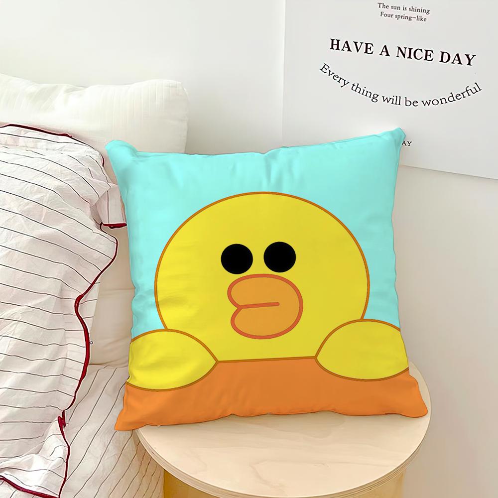 Cute Cartoon Kawaii Yellow Duck S-Sally Face Art Soft Hogar Pillowcase For Sofa Living Room Bed Home Decor Protective Covers