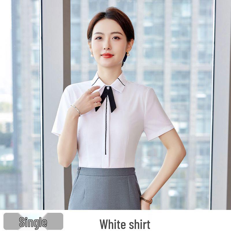 Women's Short Sleeve White Shirt for Work and Interviews - New Spring Arrival