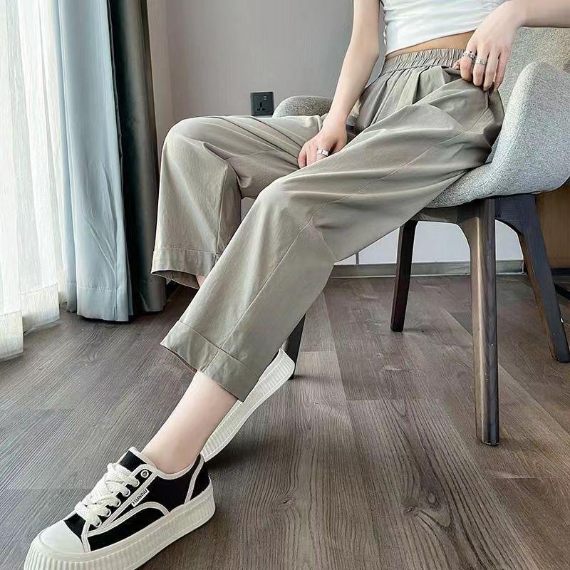 

Women s Ice Silk High-Waisted Slimming Quick-Dry Wide-Leg Cargo Pants with Sun Protection M (95-105 lbs) зелений
