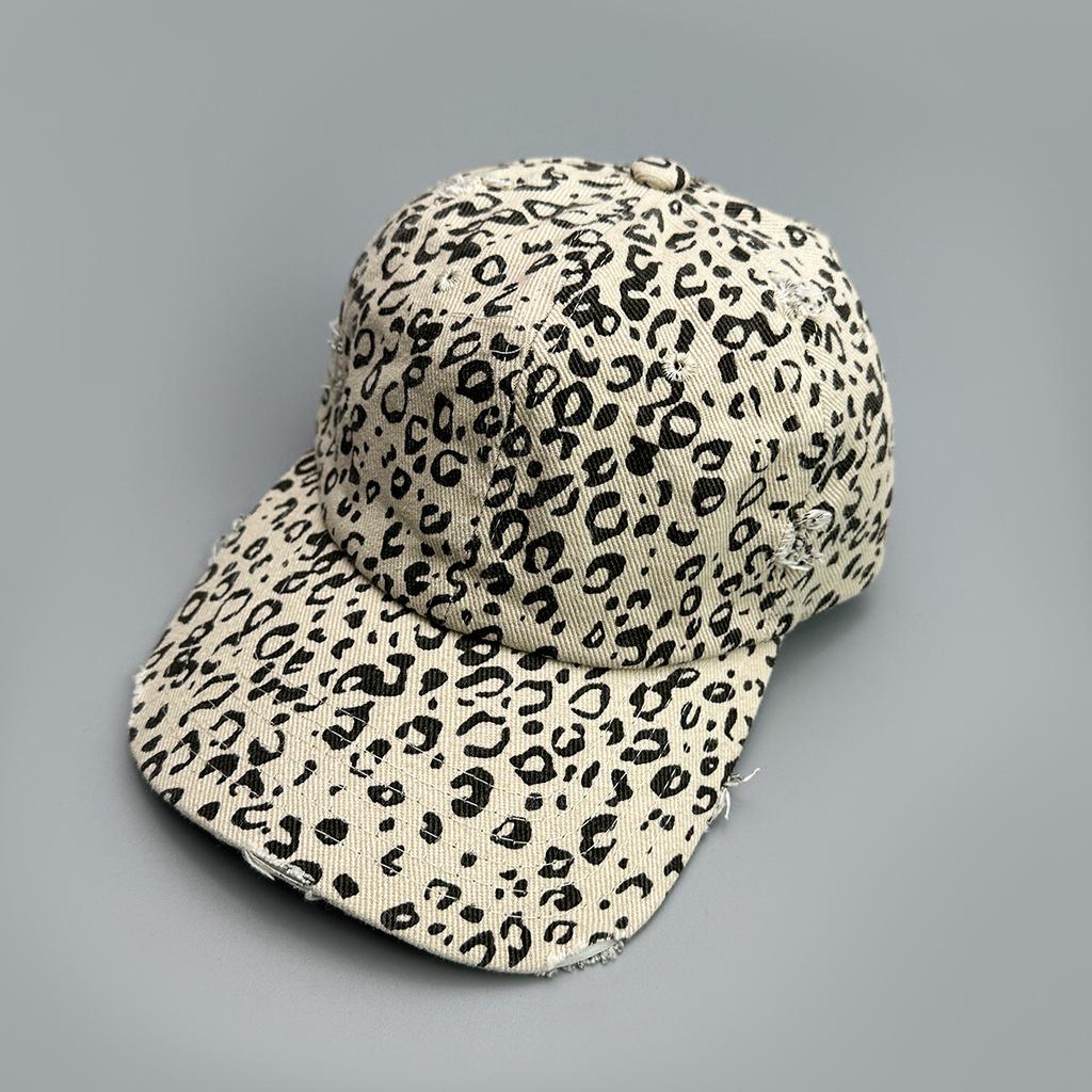 Classic Retro Leopard Print Ripped Wind Baseball Cap Men'S And Women'S Sunshade Personality Retro Hottie Cap