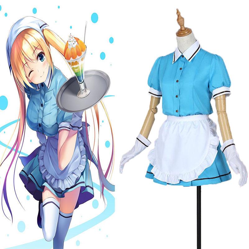 

Blend Burendo S Esu Sakuranomiya Miu Amano Cosplay Costume Maid Dress Servant S синій