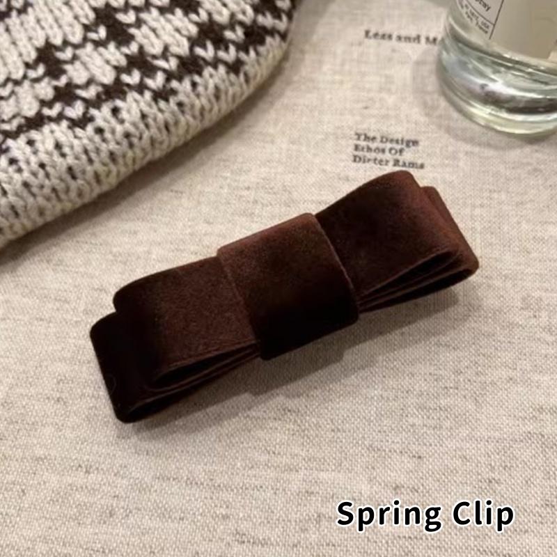 Korean Double-Sided Velvet Bow Banana Clip Women'S Autumn And Winter Temperament Elegant Ponytail Vertical Clip Hair Accessories