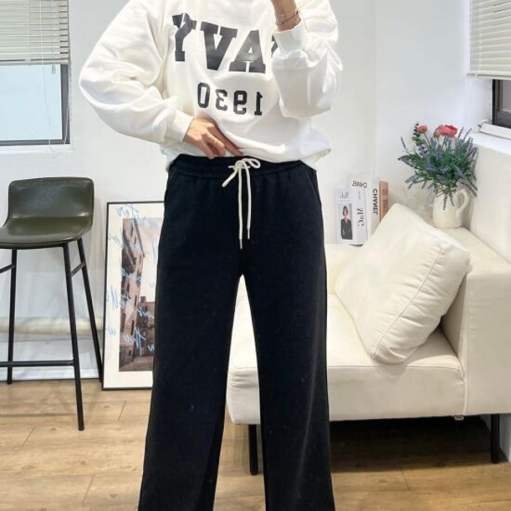 Dabimong Mochi Banding Stretch Fleece Wide Pants 3 Colors