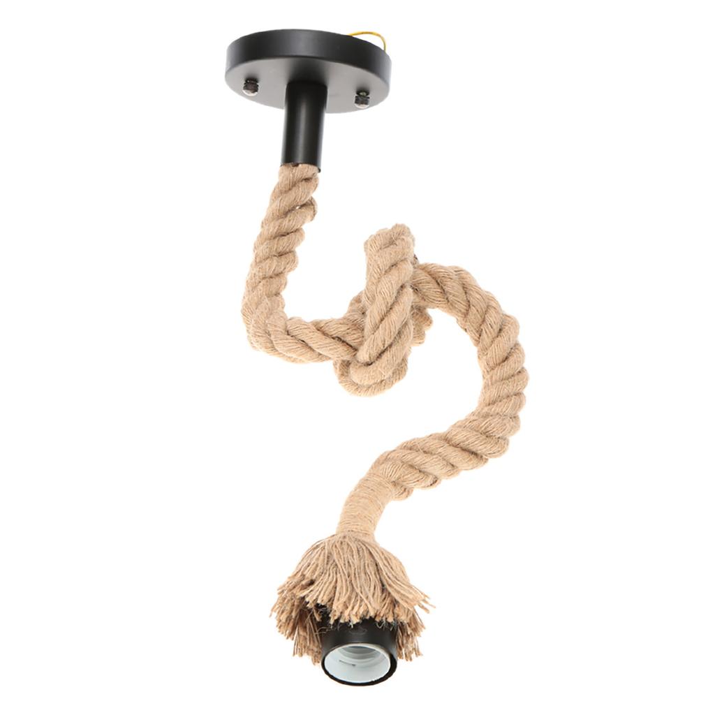 Lixada 50cm AC220V E27 Einköpfige Vintage Hanfseil Hänge-Pendel Deckenleuchte Lampe Industriell
