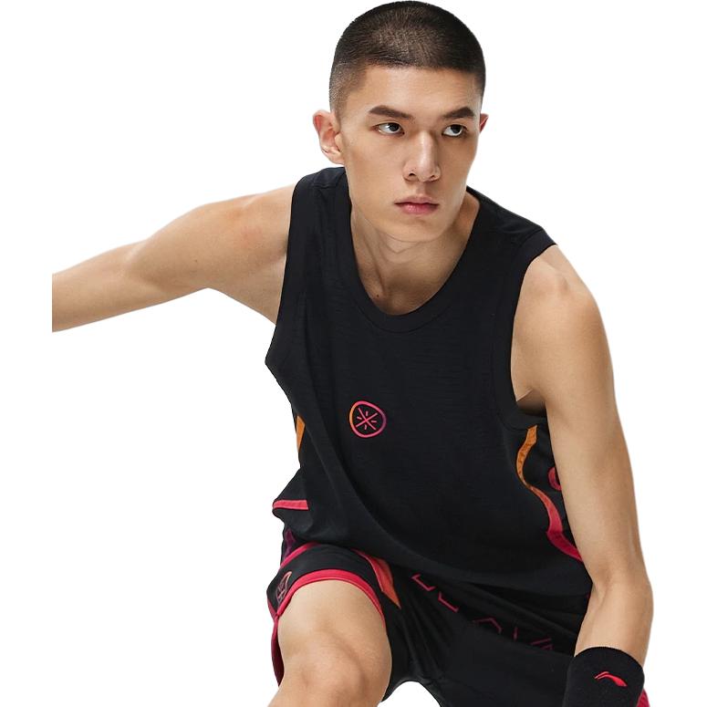 Li-Ning Logo Sleeveless Hooded Tank Top Men Tops Black AAYT013-1