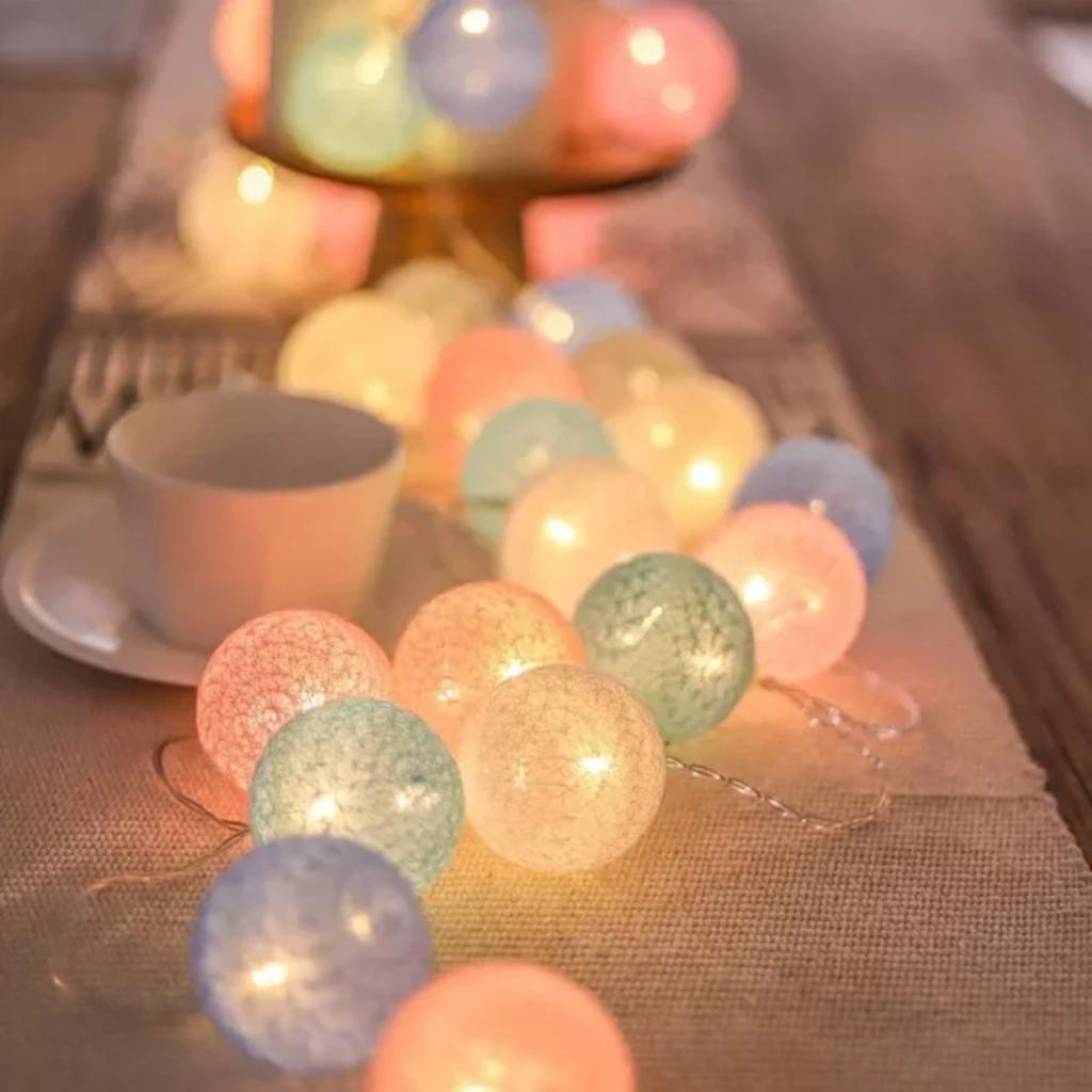 New 20 LEDs Cotton Balls Garland String Lights Christmas USB/Battery Powered Fairy Lighting Holiday Wedding Xmas Party  Decor
