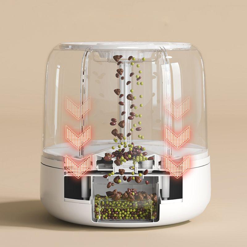 Drehbarer Reiskübel für den Haushalt, Insekten- und feuchtigkeitsbeständig, Getreidevorratstank mit großer Kapazität