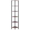 6 Tier Corner Shelf, Tall Corner Stand with LED Light, Wall Shelves Tower Storage Organizer with Metal Frame & Wooden Shelves, Narrow Display Book