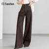 Fanzhen Women's High-Waist Loose Draped Wide-Leg Jeans