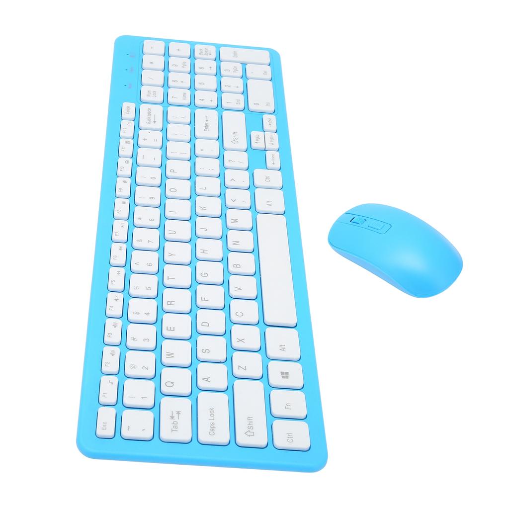 96 Key Wireless Keyboard Mouse Combo 10 Meters Transmission Fade Resistant Keyboard Mouse Combo with Nonslip Mat Blue