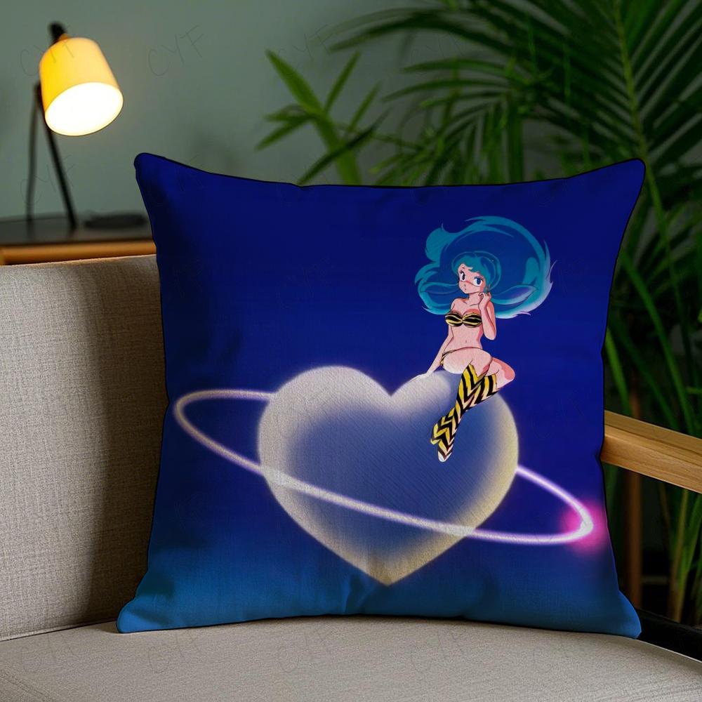 Urusei Yatsura Anime Game Pillow Case Anti-Dustmite Pillowcase Invisible Zipper Silky Short Plush Sofa Cushion Cover