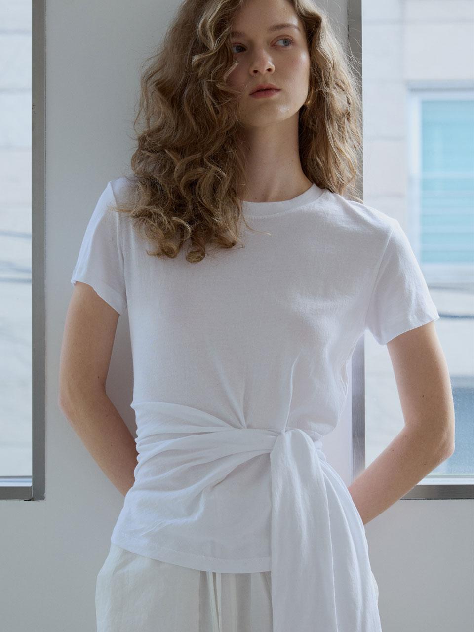 Grida J Jersey Draping T-Shirt [White] Whie/Free