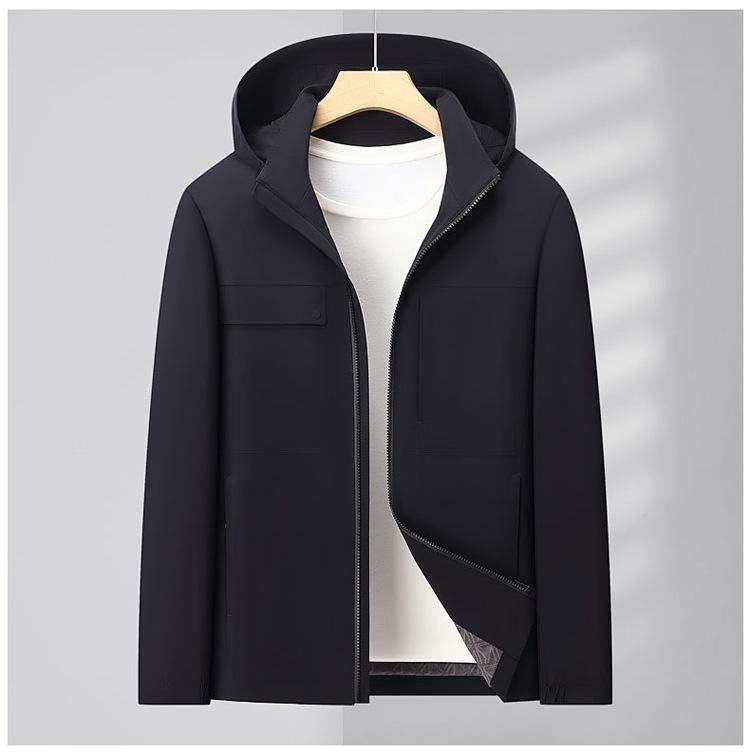 Autumn Detachable Hat Jacket for Middle-aged and Elderly - Fashionable Business Casual Outdoor Coat