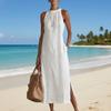Neck Hanging Lace Splicing Dress Loose Fit Women's Summer Dress Long Skirt  Beach Wear