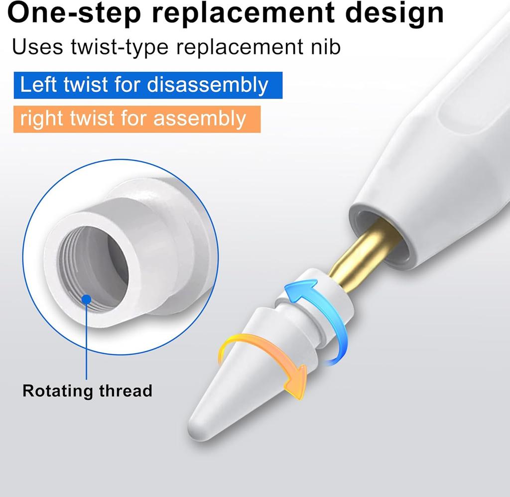Vârfuri de schimb pentru Apple Pencil generația a 2-a și a 1-a - Pachet de 6 - Vârfuri pentru creion compatibile USB-C - Precise pentru o experiență îmbunătățită de scriere și desen