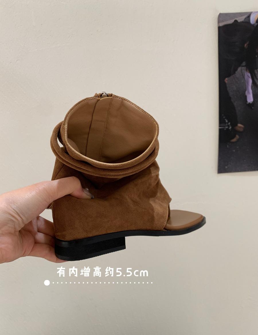 

Niche retro British style heightening western cowboy boots 2025 new matte belt buckle herringbone trousers cool boots 39 коричневый