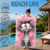 Black Cat In Sunflower Town Beach Towel, Microfiber Beach Towel, Perfect For Pool, Beach, Travel, Home Decor Beach Party Fan Gifts