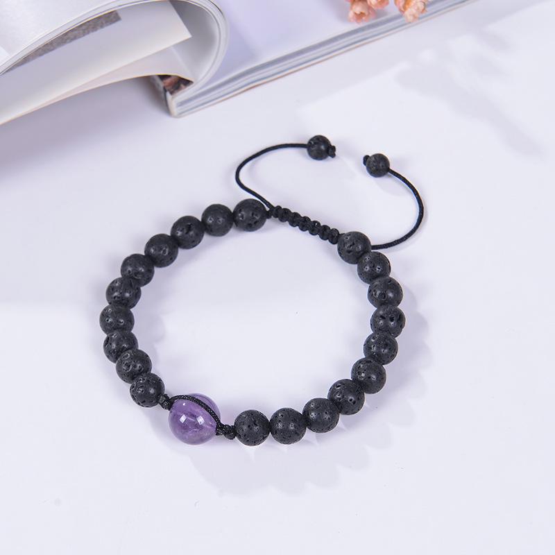 2025 Unisex Obsidian & Lava Stone Woven Bracelet - 12MM