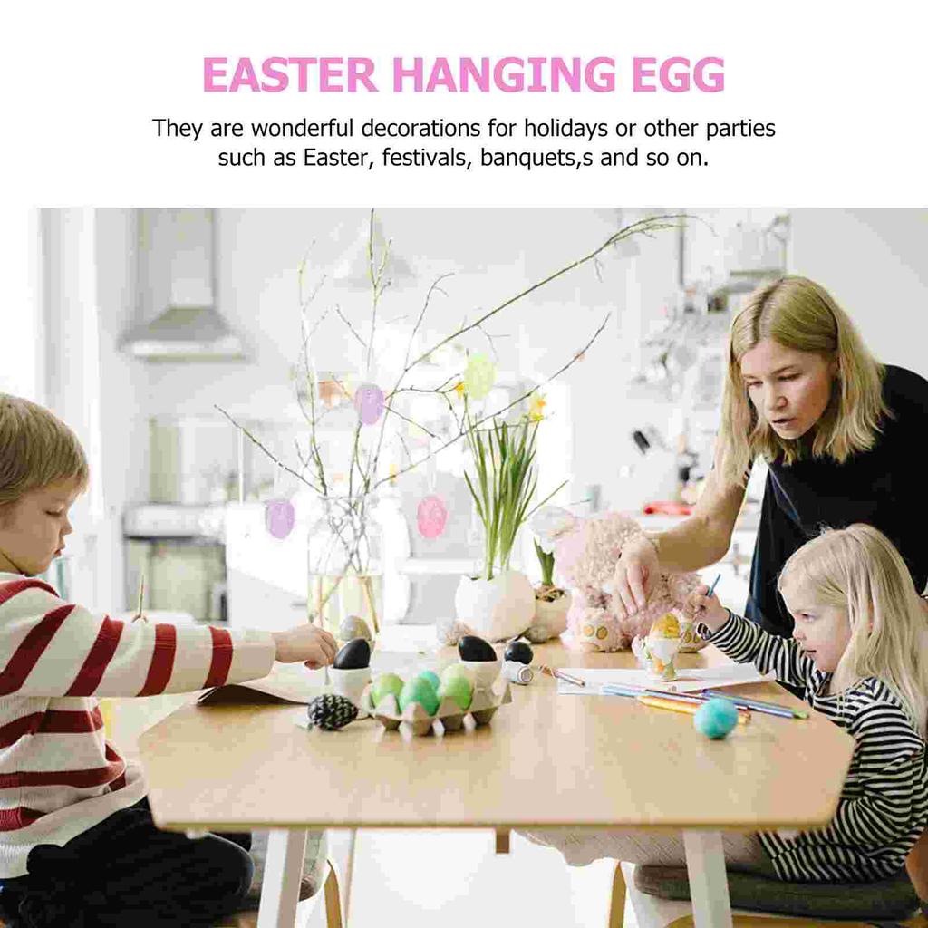 12 Pcs Eggs Easter Hanging Decorations Ornaments Decorating Pendant for Decorate Party Adornments