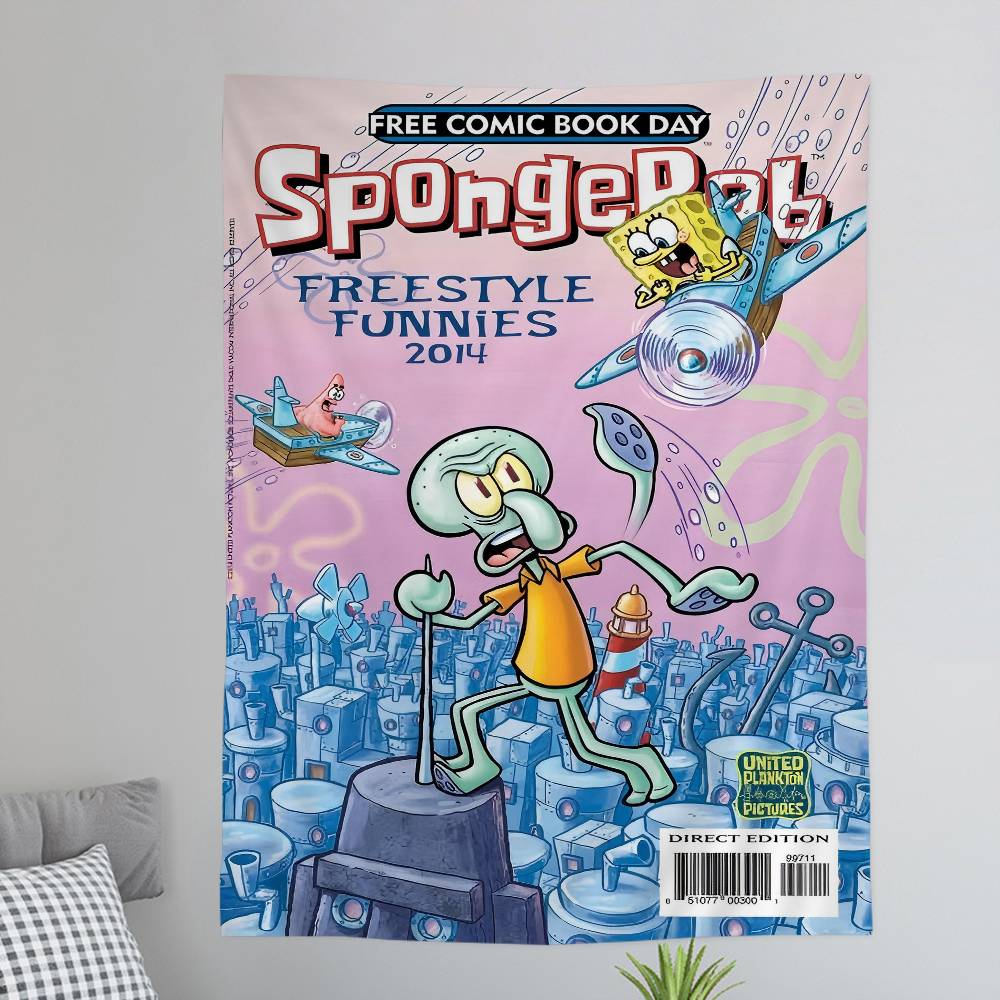 Cartoon SSpongebobs Cartoon Tapestry Art Science Fiction Room Home Decor Art Home Decor
