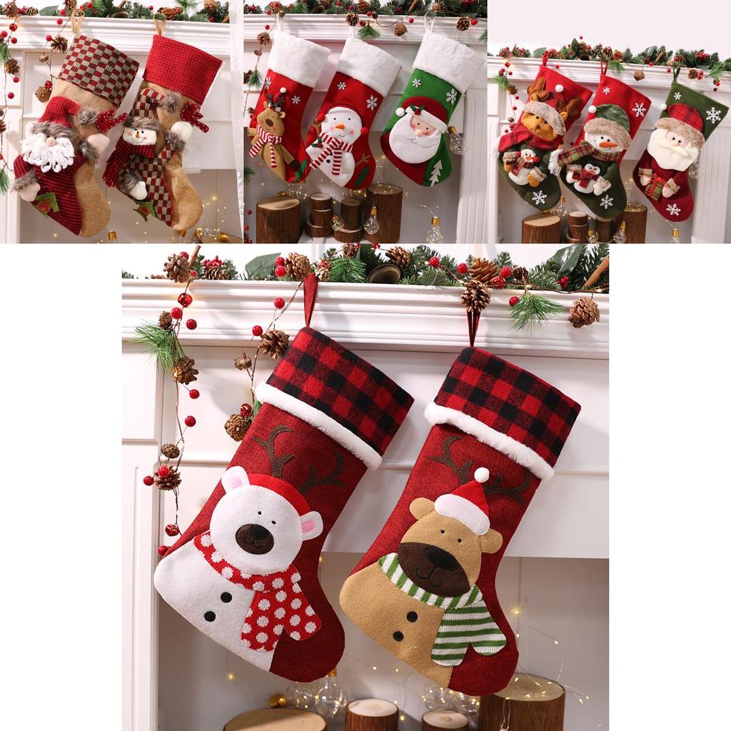 Cute Santa Claus Snowman Elk Socks Shaped Pendant For Holiday Decor
