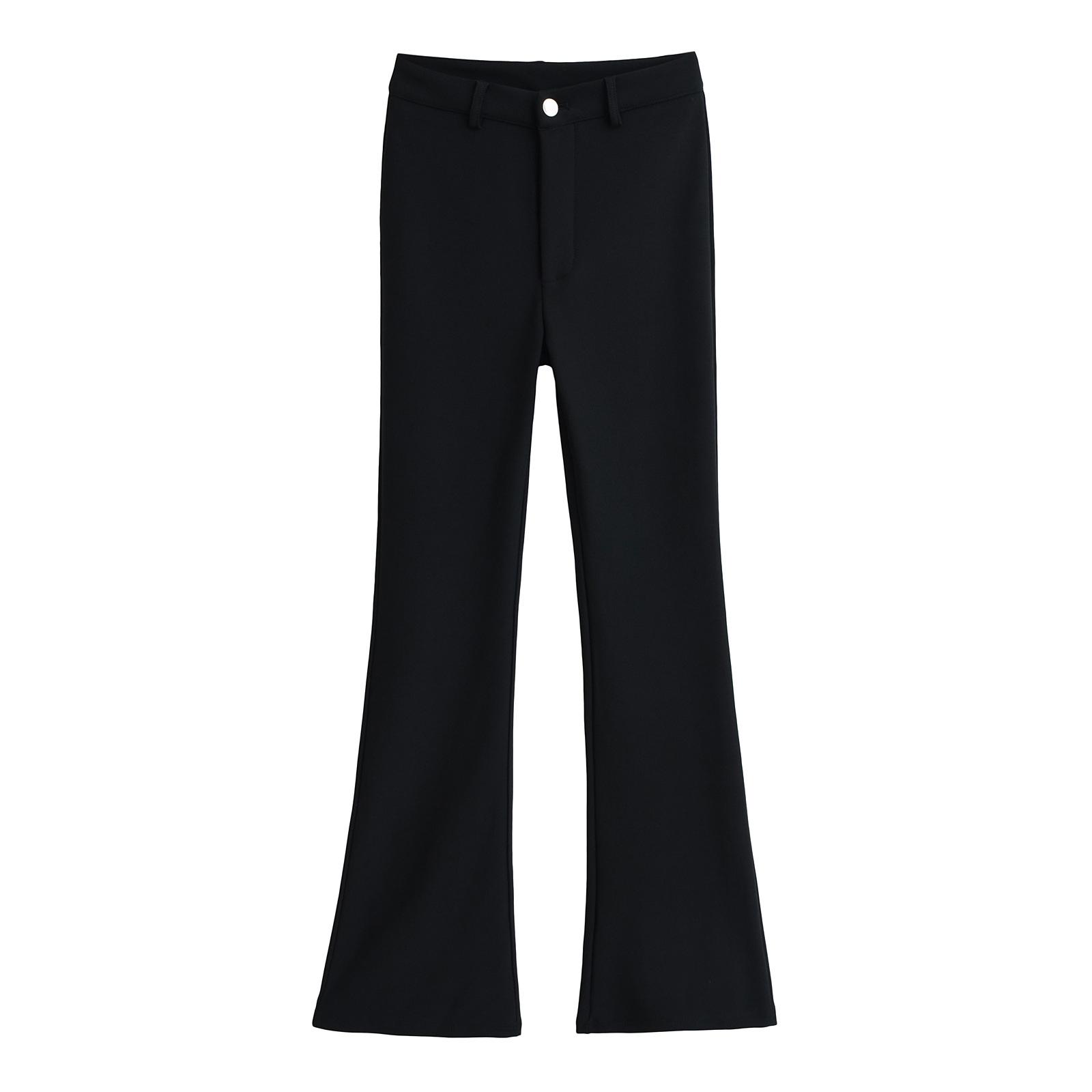 

Вогнутые микроклеш флисовые брюки с высокой талией, стройнящие, повседневные Medium чёрный