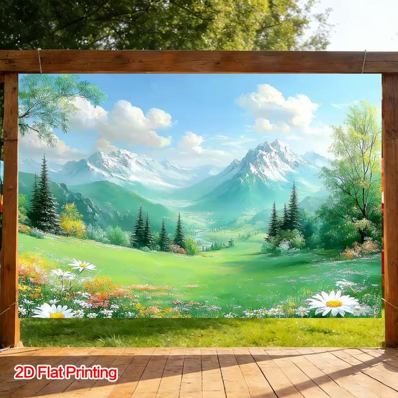 2D Dreamy Snow-Capped Mountain Photo Booth Background